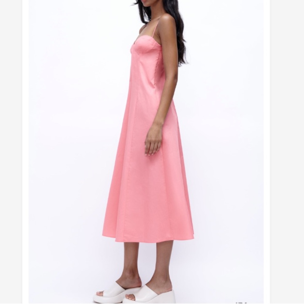 ZARA pink poplin midi dress - Picture 5 of 11